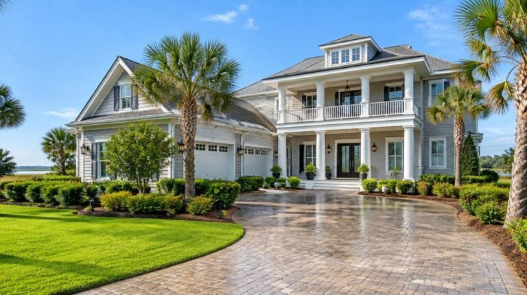 Clean paver driveway at a Daniel Island, SC home
