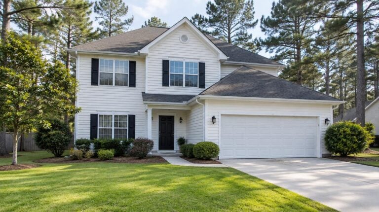 Freshly soft washed vinyl siding on a Goose Creek, SC home